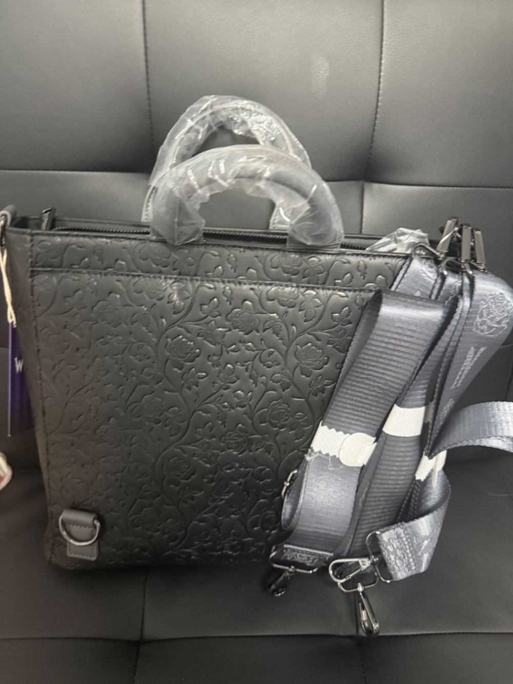 Loungefly Wednesday Black Roses Convertible Backpack, Tote & Crossbody Bag. - Picture 3 of 3